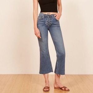 REFORMATION mid-crop flare with lace-up 23 NWT